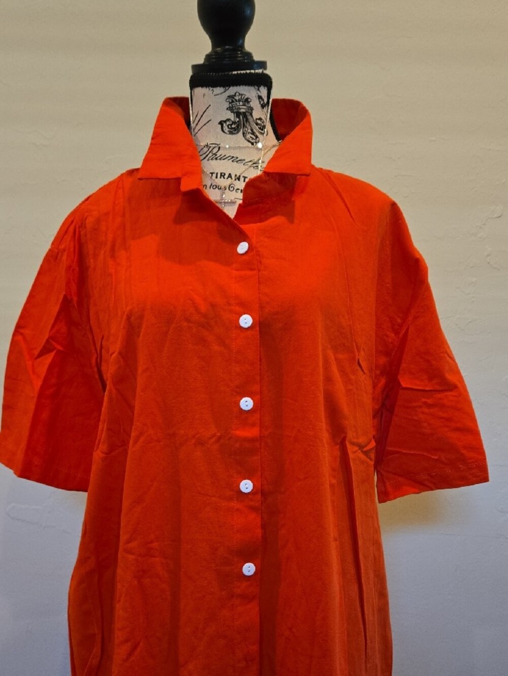 Bright Orange Button-Front Maxi Shirt Dress New - Picture 2 of 2